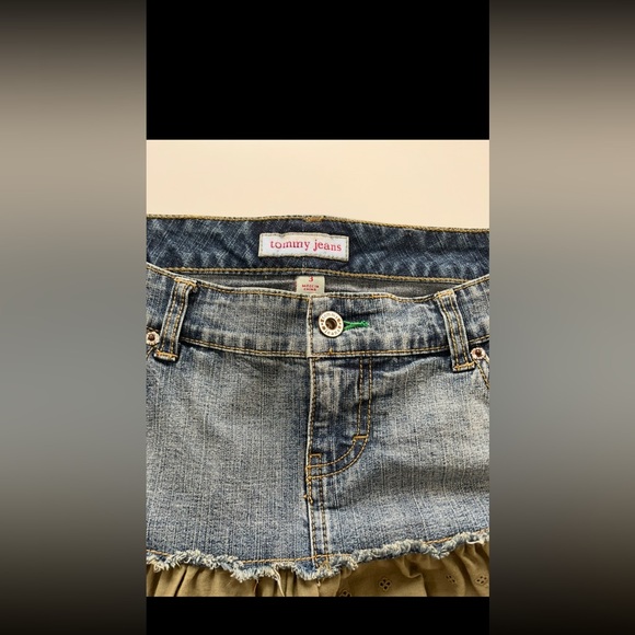 Denim Ruffle/Layered Mini Skirt - Picture 2 of 7